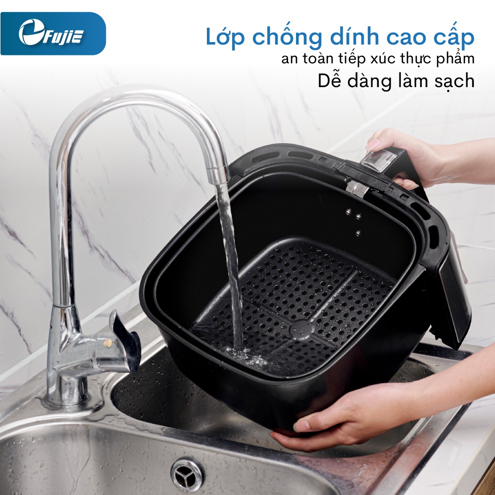Nồi chiên không dầu FujiE AF9D 9,2 lít, công suất 1800W nướng gà nguyên con, phủ inox không ám mùi nhựa - Bảo hành 2 năm