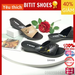 Dép lê nữ bitas ❤️freeship❤️ dép lê bà già quai ngang thêu hoa đế nhẹ phom nhỏ dan88