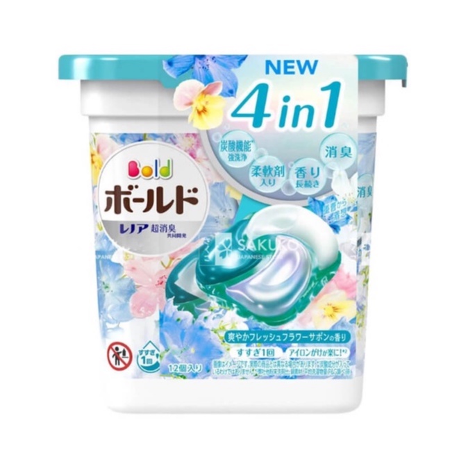 Viên Giặt Xả Quần áo 4D Gel 4in1 Thơm Mát P&amp;G Nhật Bản (Hộp 12 Viên)