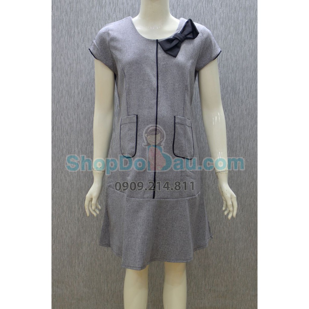 Đầm bầu cổ tròn - nơ - kate xuất (Mã số: DB2664)