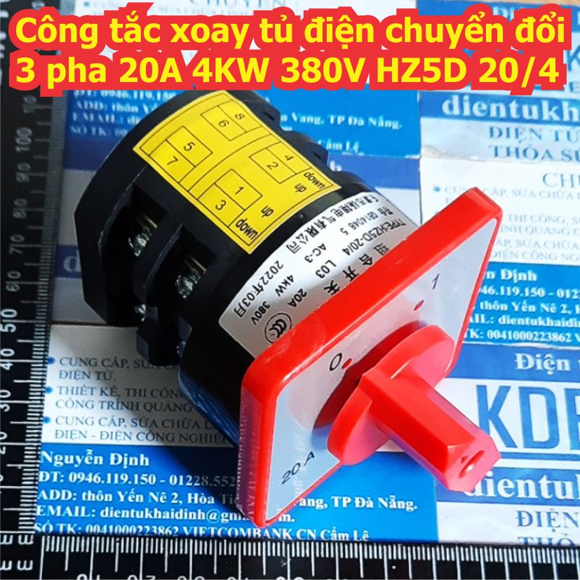 Công tắc xoay tủ điện chuyển đổi 3 pha 20A 4KW 380V HZ5D 20/4 kde2525