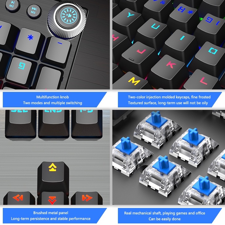 Bàn phím máy tính RGB LED PRO Bàn phím chơi game văn phòng LEAVEN K990 Bàn phím cơ di động dễ thương
