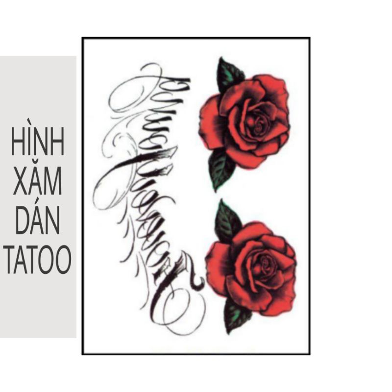 Hình xăm dán tatoo hoa hồng qsa261 size bắp tay, bắp chân, ngực body 15×21cm