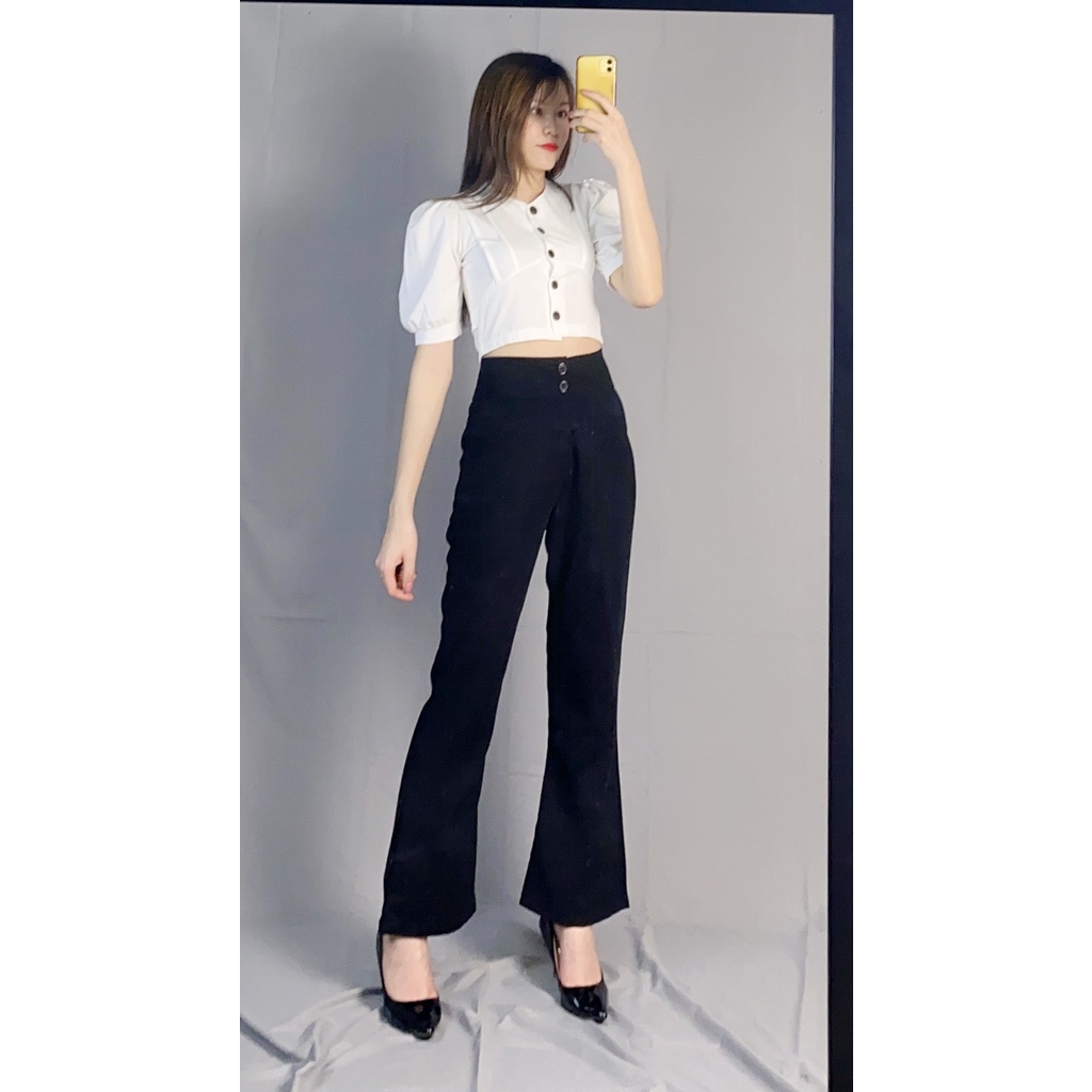 [kèm video ảnh thật] Quần tây nữ công sở chất đẹp Quần leo 2 cúc cạp cao Dora Style M501