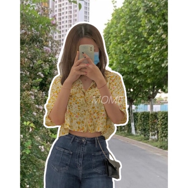 Sơ mi bông dáng ngắn || 2 nắp túi giả || Oversized - MOME.VN