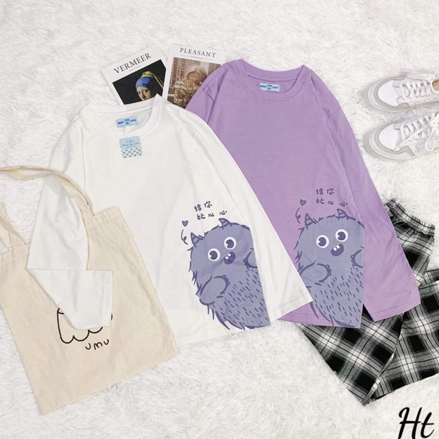 Áo xuông dài tay gấu sừng Hàn Da cá H2Q899