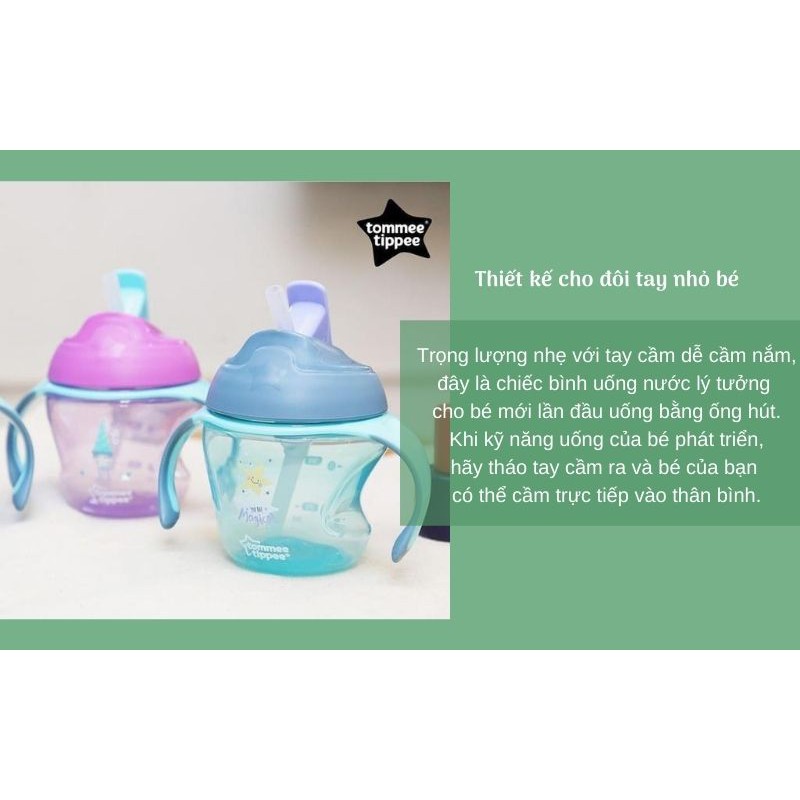 [Mã BMLTA50 giảm 10% đơn 99K] Bình uống nước có ống hút cho bé Tommee Tippee First Straw 150ml từ 9 tháng - Hồng