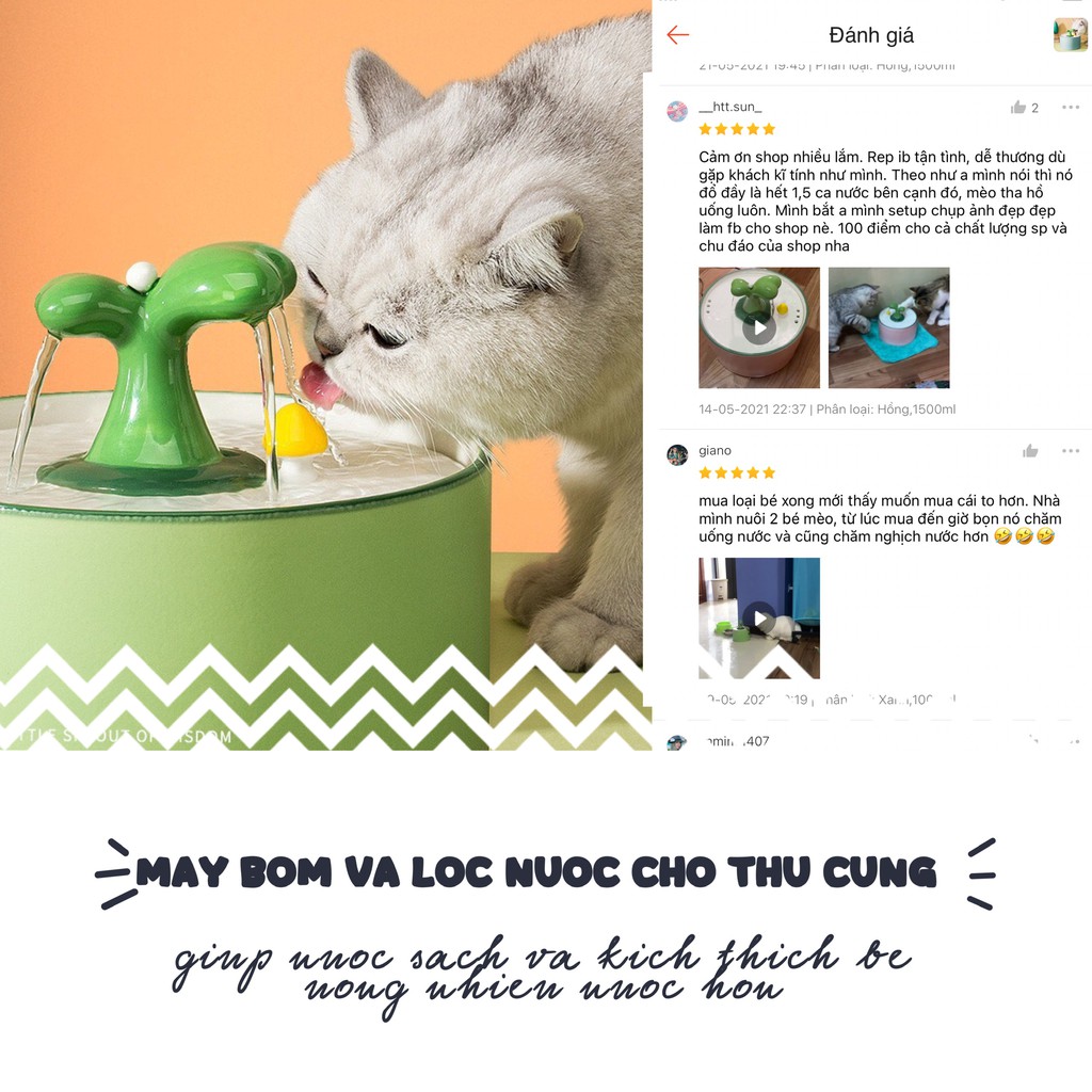 Bình, máy lọc nước tự động 3 chế độ cho chó mèo gốm sứ - 4pets official