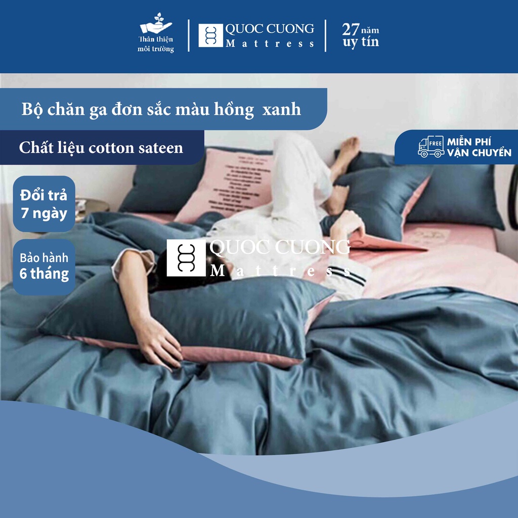 Bộ Chăn Ga Gối Cotton Sateen Đơn Sắc Đủ Kích Thước Trải Đệm 1m, 1m2, 1m4, 1m6, 1m8, 2m2 | BigBuy360 - bigbuy360.vn