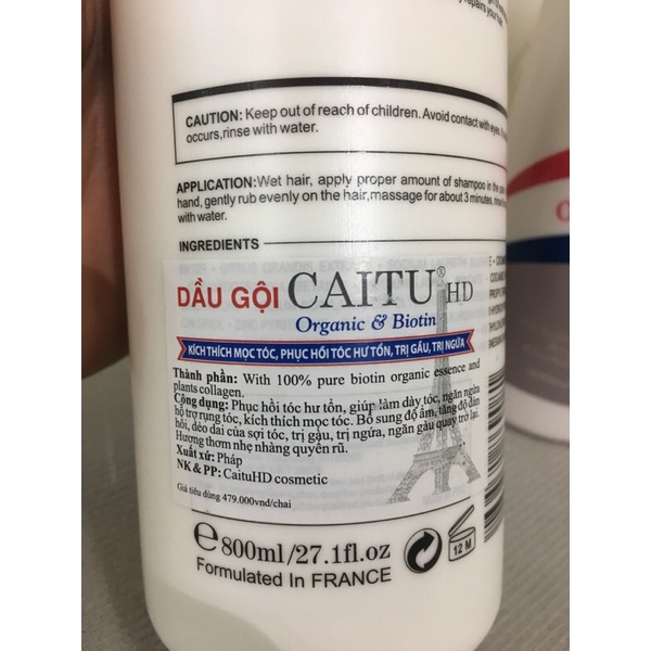 Dầu Gội Xả Giúp mọc tóc phục hồi tóc hư tổn CAITU 800mlx2 hương thơm nước hoa