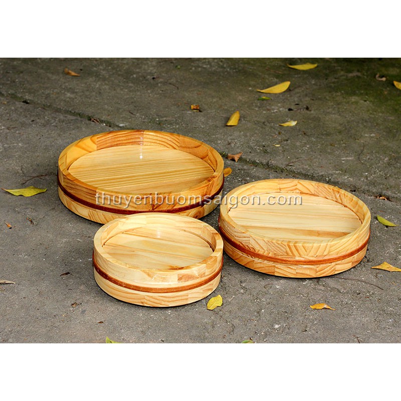 Thỗ gỗ tròn trang trí decor món ăn nhà hàng, khay gỗ đựng hải sản, đồ lẩu, đồ nướng gỗ Thông nhập khẩu