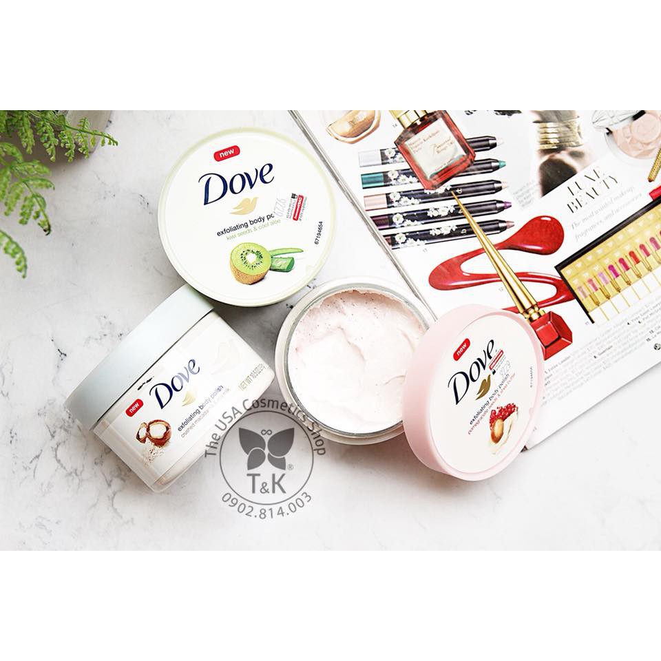 TẨY TẾ BÀO CHẾT DƯỠNG DA TOÀN THÂN DOVE EXFOLIATING BODY POLISH CRUSHED MACADAMIA RICE MILK CHÍNH HÃNG - 3770