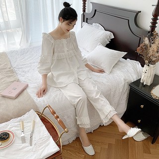 Bộ Đồ Ngủ Phong Cách Công Chúa Tình Yêu Váy Ngủ Cotton Nguyên Chất Nữ Xuân Thu Dài Tay Trắng Mùa Hè Mỏng Phong Cách Nữ Sinh Ký Túc Xá Bé Gái Nữ Nửa Tay Mùa Hè Thường Ngày Hàng Đầu Lót Nhỏ Sling