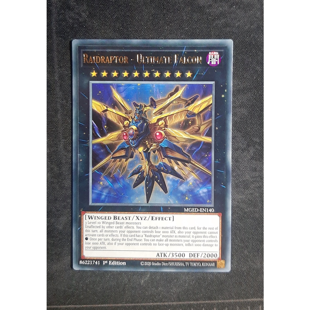 Thẻ Yugioh MGED-EN140 - Raidraptor - Ultimate Falcon - Gold-Letter Rare - 1st Edition
