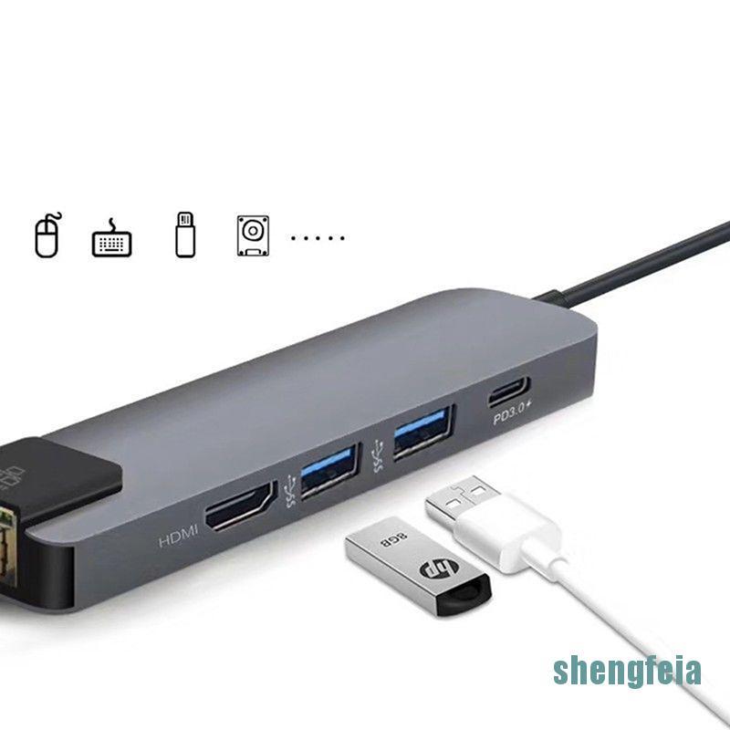 Bộ Chuyển Đổi Hub Hdmi 4k Usb C Sang Gigabit Ethernet Rj45 Lan 5 Trong 1 Sheng