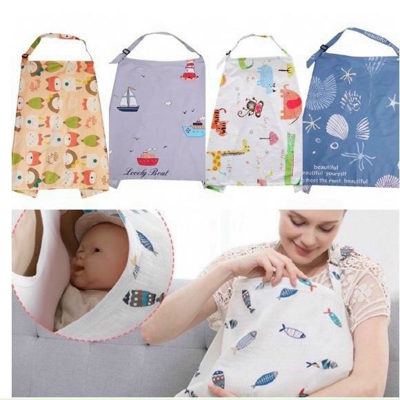 Khăn choàng, áo choàng che cho con bú nơi công cộng loại 2 lớp cotton cao cấp 65x96cm
