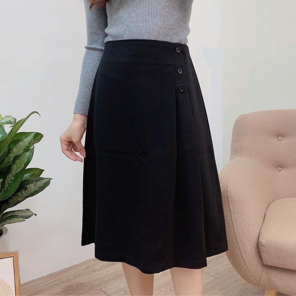 Chân váy dài xếp ly lưng cao, Chân váy chữ a công sở dài qua gối đẹp | BigBuy360 - bigbuy360.vn