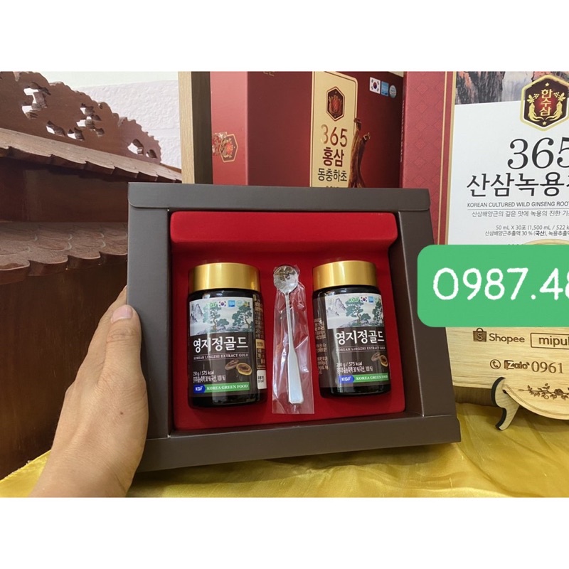 Cao Hồng Sâm Linh Chi Korea Green Food  Hộp 2 lọ x 250gr