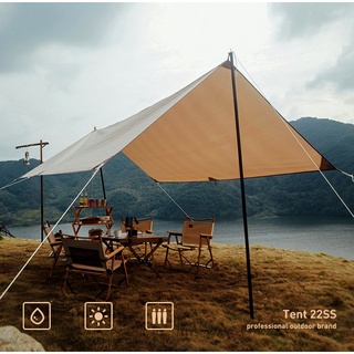 Hình ảnh Bộ Tấm tăng/tarp màu be che nắng, che mưa che lều cắm trại picnic đủ phụ kiện dây cọc chống và túi