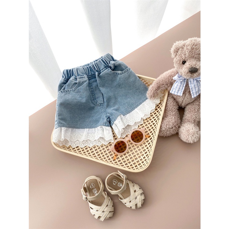 Quần short jean denim cho bé gái phong cách Hàn Quốc cực xinh hàng Quảng Châu chất đẹp loại 1