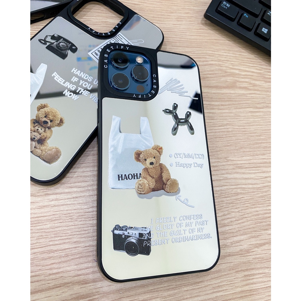 Ốp Lưng Tráng Gương Hình Gấu Đáng Yêu Cho Iphone13 pro Promax 12Mini 12promax 11 11pro Max