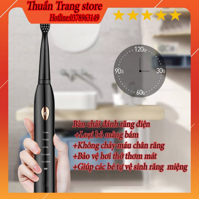 [HÀNG MỚI VỀ] Bàn chải đánh răng điện thương hiệu ELECTRIC TOOTHBRUSH. Tặng 3 đầu chải đi kèm.Bảo hành 12 tháng