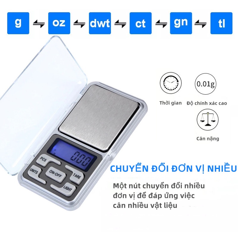 Cân Điện Tử Mini Cân điện tử Cân nhà bếp Cân tiểu li điện tử bỏ túi độ Mini chính xác cao 200g/0.01g 500g/0.01g TẶNG2PIN