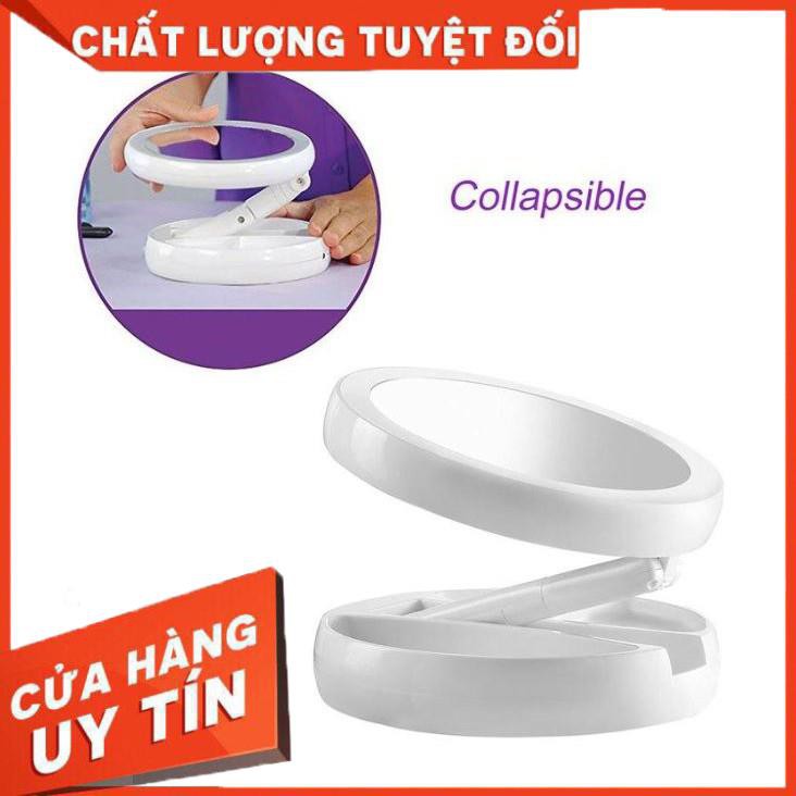 [FreeShip – Hàng loại 1] Gương trang điểm có đèn led 2 mặt gấp được tiện dụng