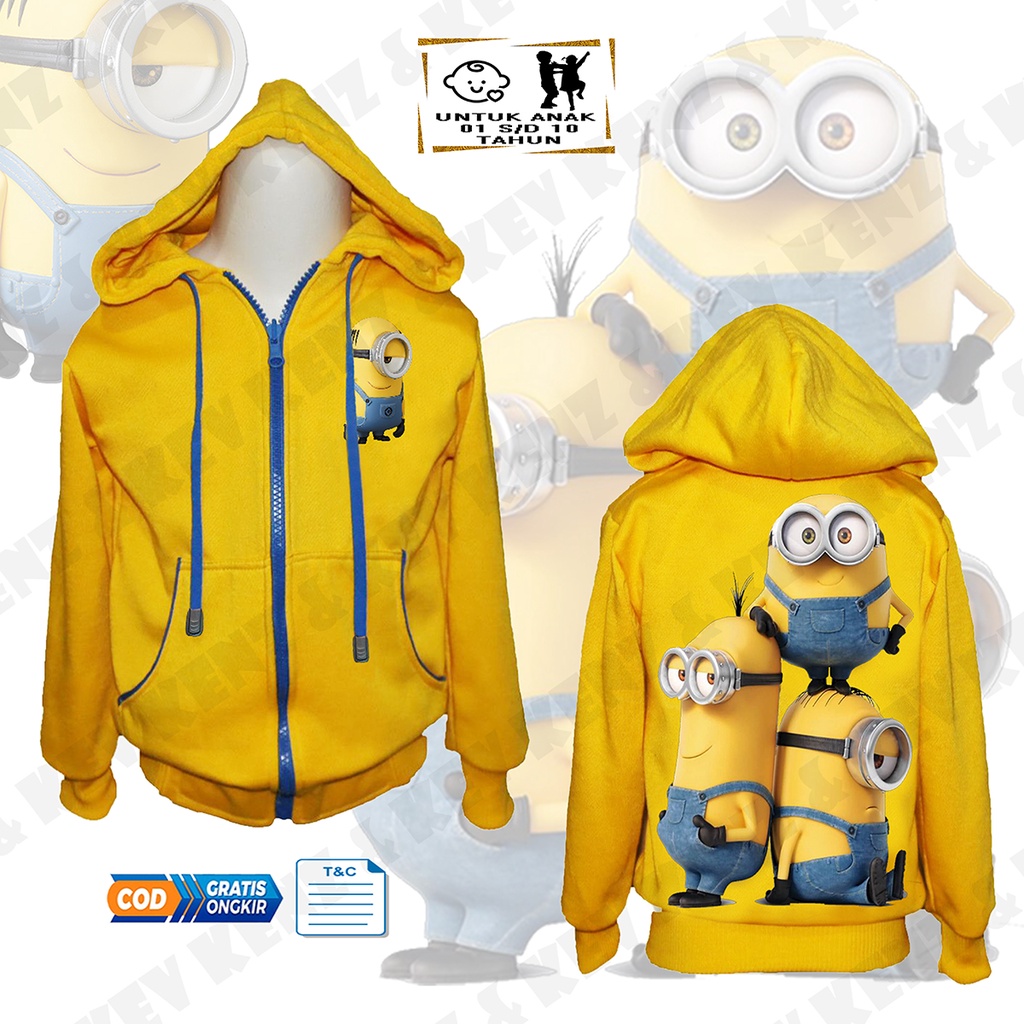 Áo Khoác Hình MINION Đáng Yêu Cho Bé Gái 2-10 Tuổi