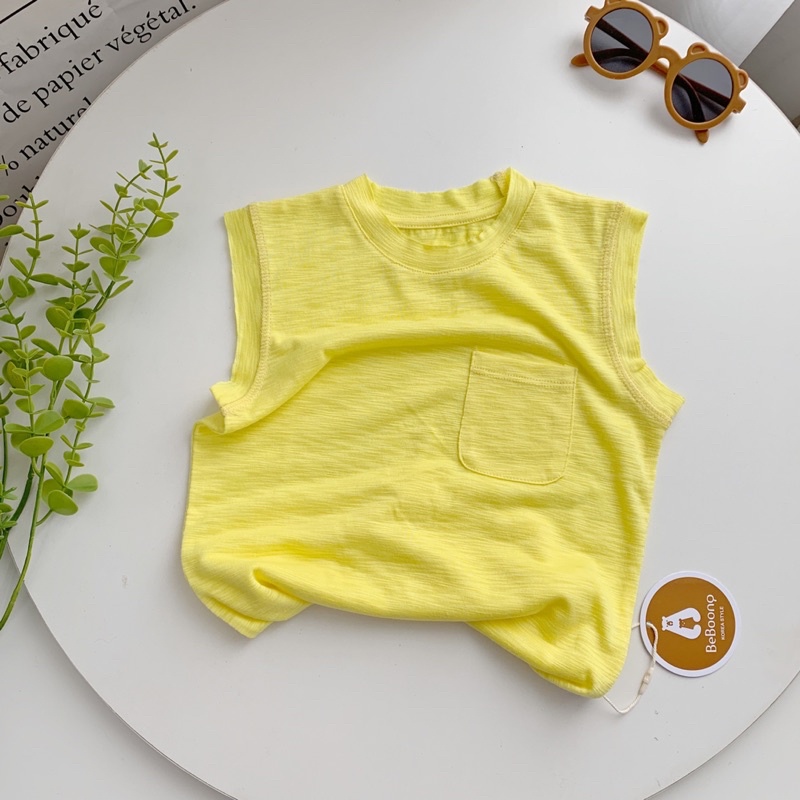 Áo phông ba lỗ Tank Top cotton xước bé trai bé gái-MS33