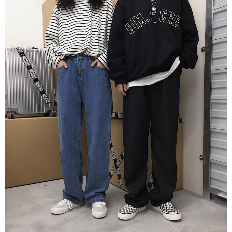 (HÀNG SẴN) Quần Jeans Nam ống rộng sắn gấu Ulzzang Hàn Quốc cá tính | BigBuy360 - bigbuy360.vn