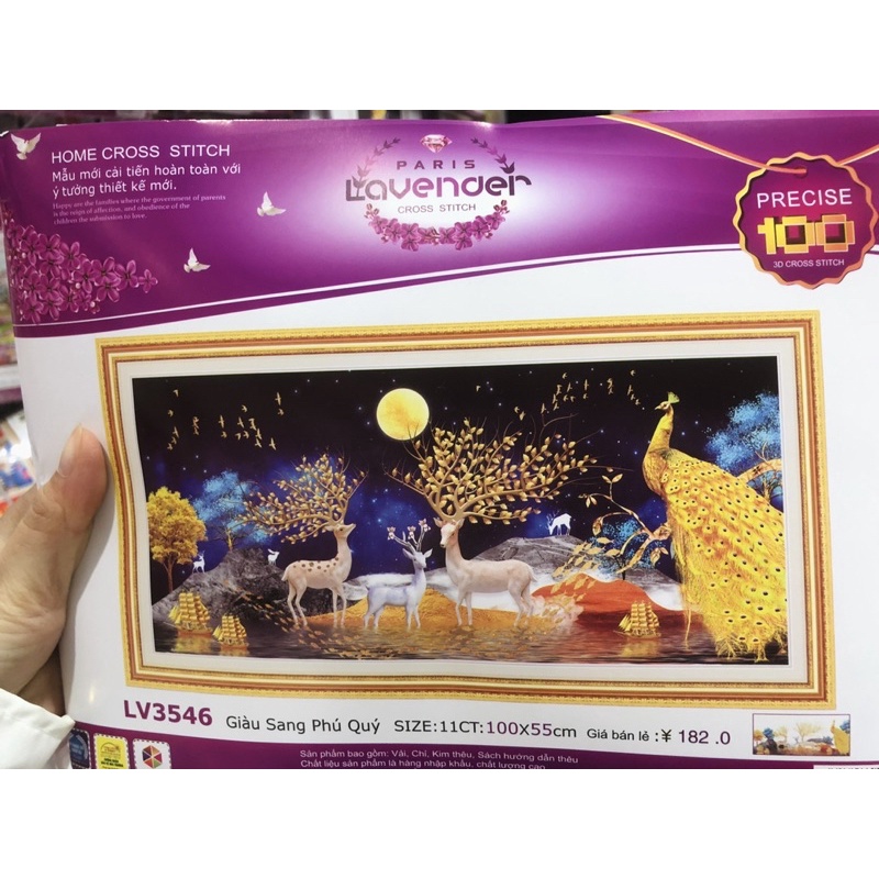 Tranh Thêu Hươu Tài Lộc -Giàu Sang Phú Quý Lv3546,Lv3547,Lv3548,EDB116