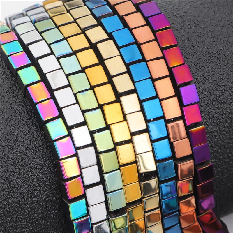 Chuỗi hạt đá đen Beadia hình vuông màu gradient dùng làm trang sức DIY