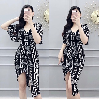 Đầm body nhũ kim tuyến  hoạ tiết chữ xẻ đùi - kèm ảnh thật giá sỉ