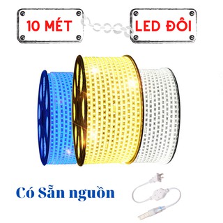 Dây nháy led 1 màu trắng - vàng - xanh dương 10 mét led đôi 2835 +tặng kèm dây nguồn