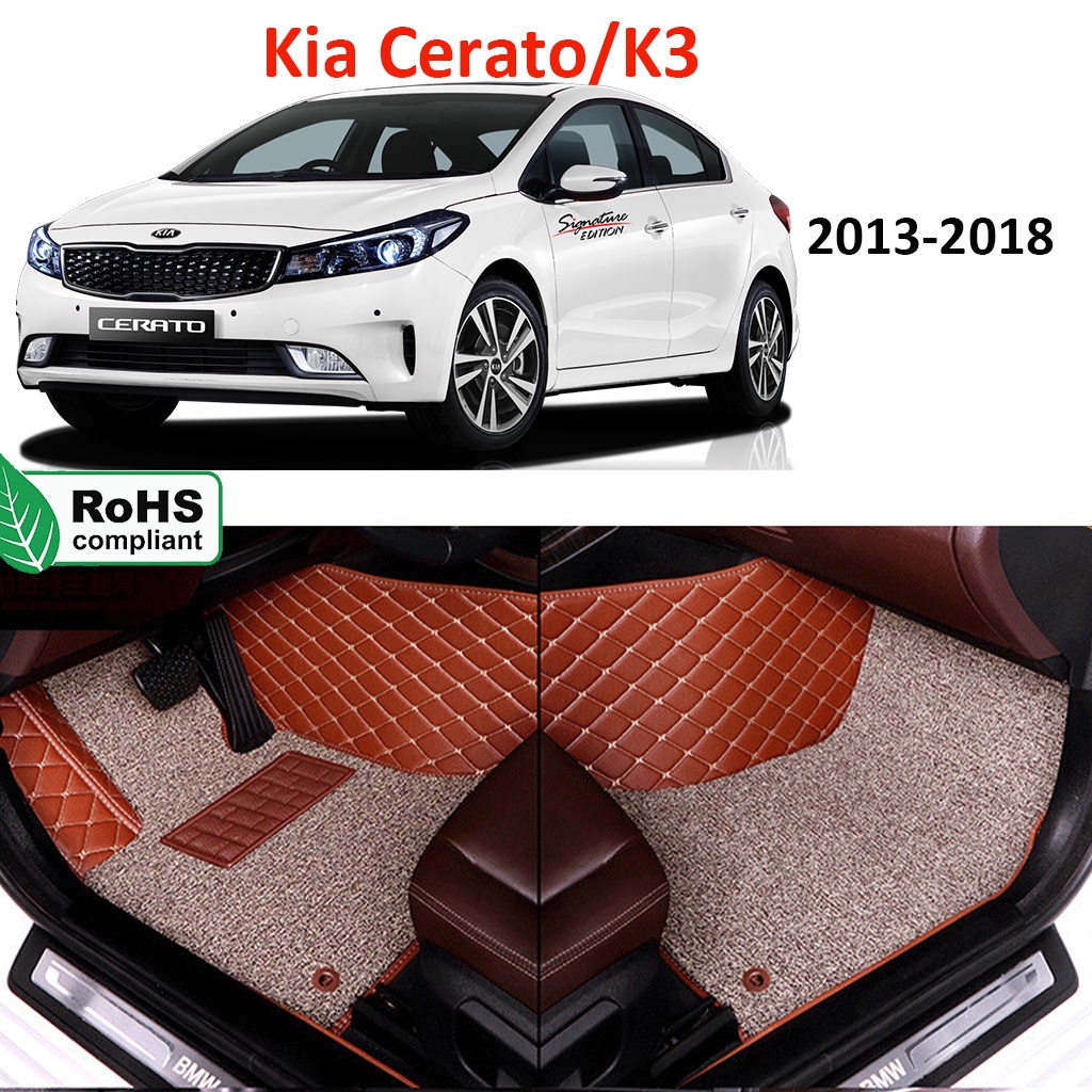 Thảm lót sàn 6D Kia Cerato (K3) 2013-2018 phủ kín sàn xe, cách âm, chống nước hiệu quả