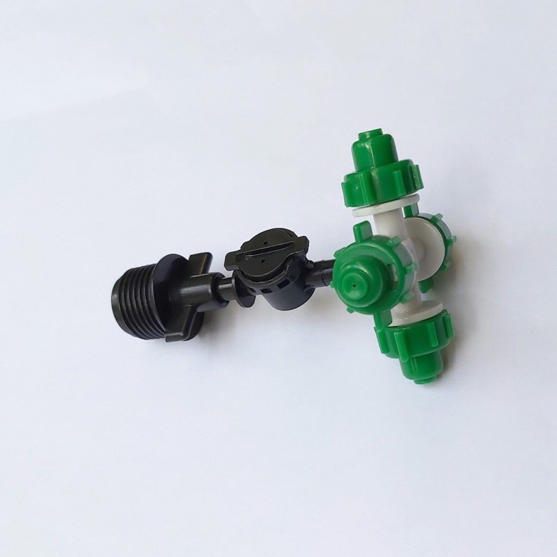 Béc phun sương tưới lan 4 hướng kèm nối ren 21 và van áp chống rò rỉ