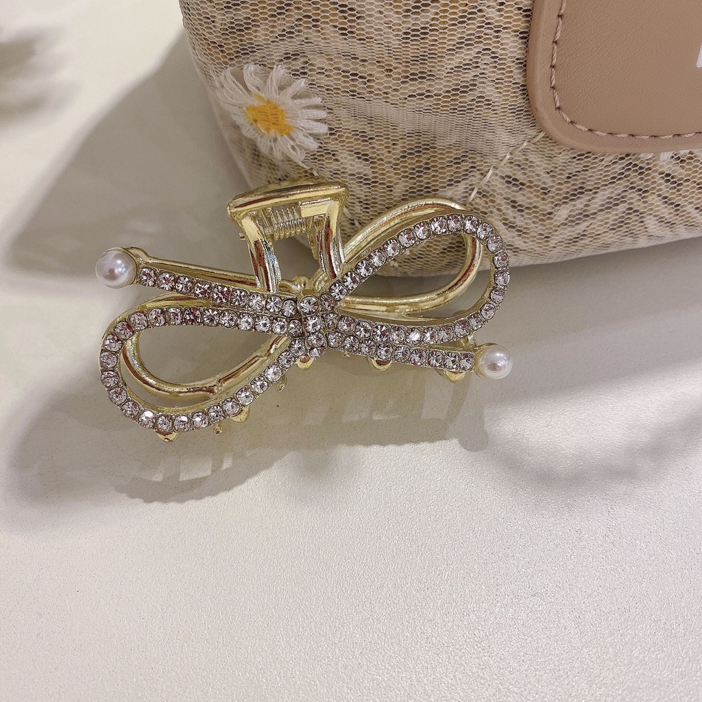 Kẹp tóc kim loại đính đá phong cách Hàn Quốc - Kẹp càng cua loại nhỏ A6040