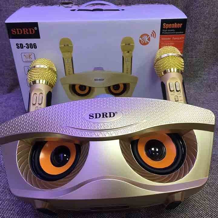 LOA THÙNG SDRD-306 HÌNH MẮT CÚ MÈO SIÊU NGẦU, LOA KARAOKE MINI CÓ 2 MICRO KHÔNG DÂY, KẾT NỐI BLUETOOTH - YUSHEN - L09