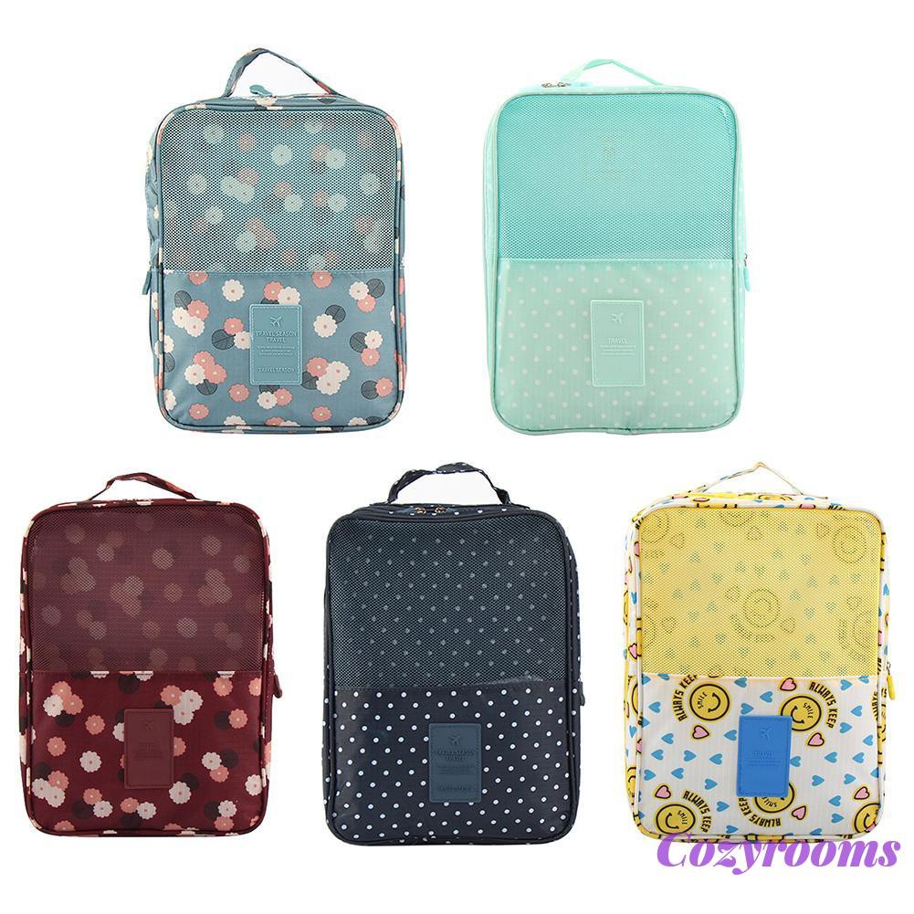 Breathable Floral Printed Shoe Bag Waterproof Three-layer Travel Boots Case