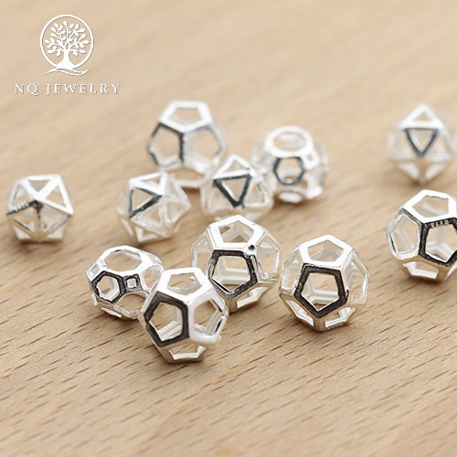 Charm bạc chặn hạt hình đa giác xỏ ngang - NQ Jewelry