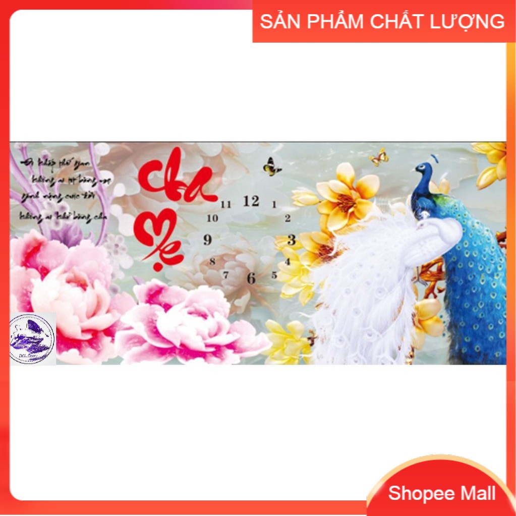 Tranh đính đá đồng hồ Cha Mẹ DD9254 kích thước 103*50cm [Hàng có sẵn]