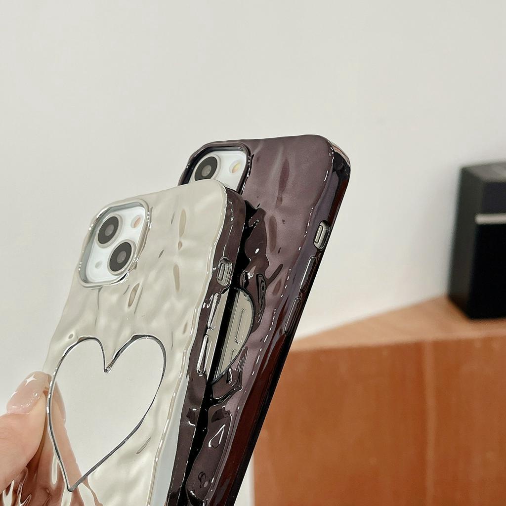 Ốp Điện Thoại Họa Tiết Trái Tim Gắn Gương Và Dây Đeo Cho iphone 14 pro max 13 proamx 12 pro max 11 pro max xs max 13 romax