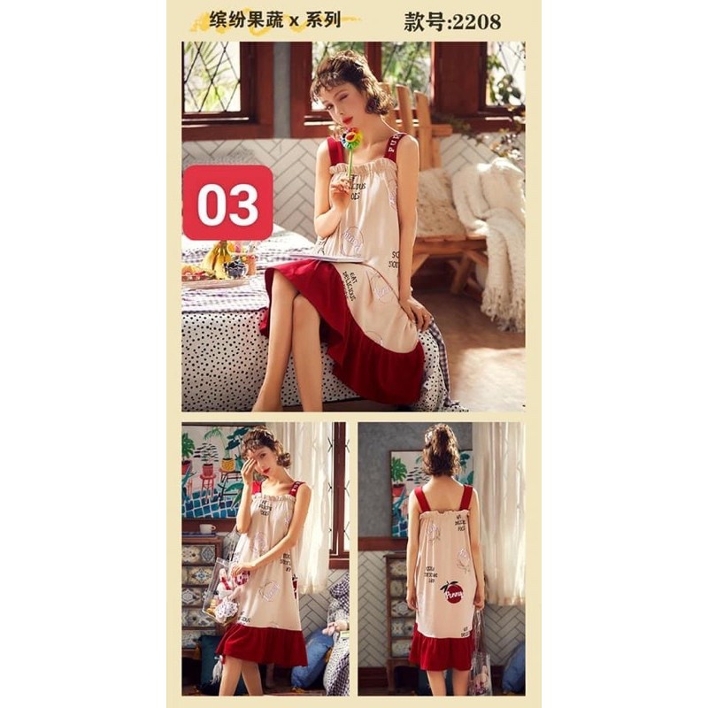 🍓VÁY NGỦ,VÁY ĐẦM MẶC Ở NHÀ DÁNG SUÔNG CHẤT COTTON  🍓🍓