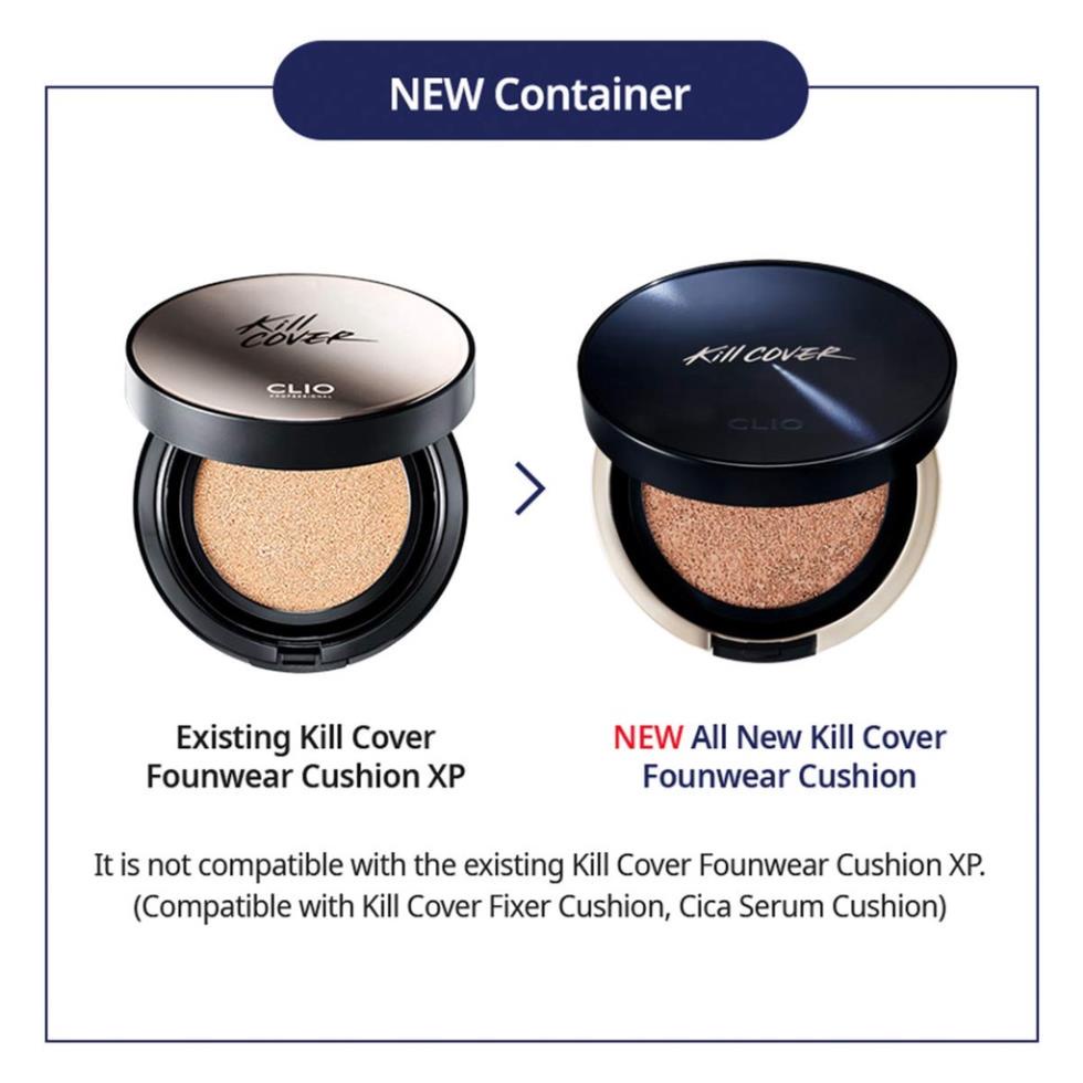 &lt;BẢN MỚI&gt; Phấn Nước Che phủ tối ưu, nhẹ mặt hoàn hảo Clio Kill Cover Founwear Cushion All New (hộp không lõi)