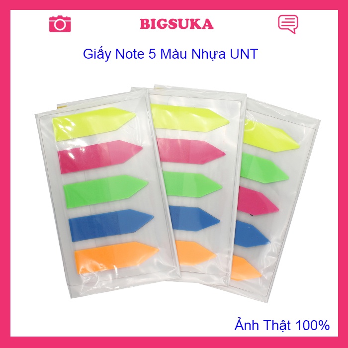 Giấy note 5 màu nhựa UNT - Note phân trang BIGSUKA