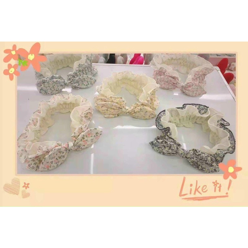 băng đô cài tóc nhún bèo, họa tiết dễ thương