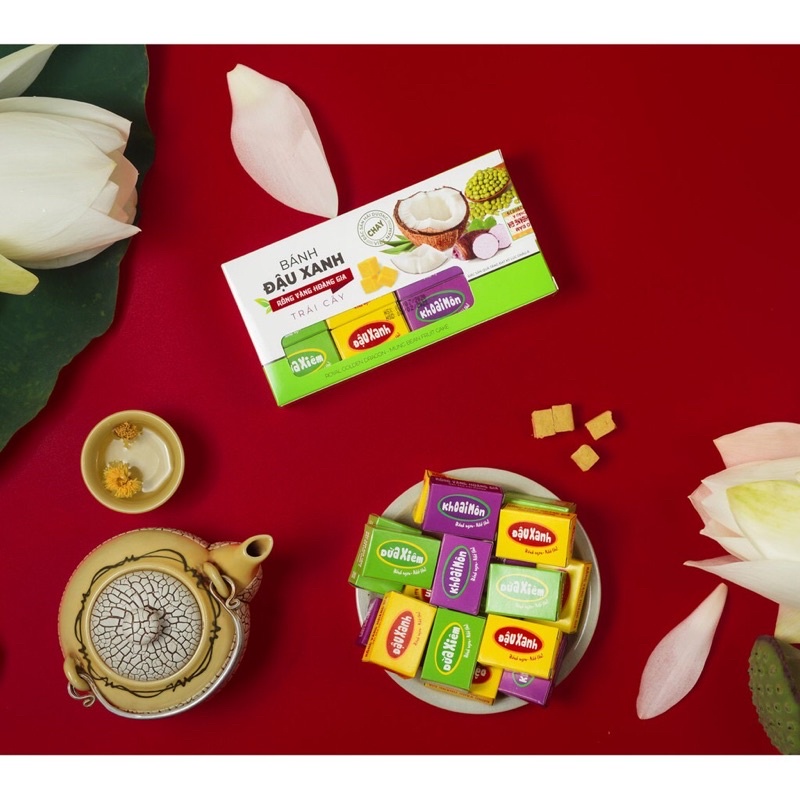 Bánh Đậu Xanh Rồng Vàng Hoàng Gia Hương Trái Cây Hộp 200G