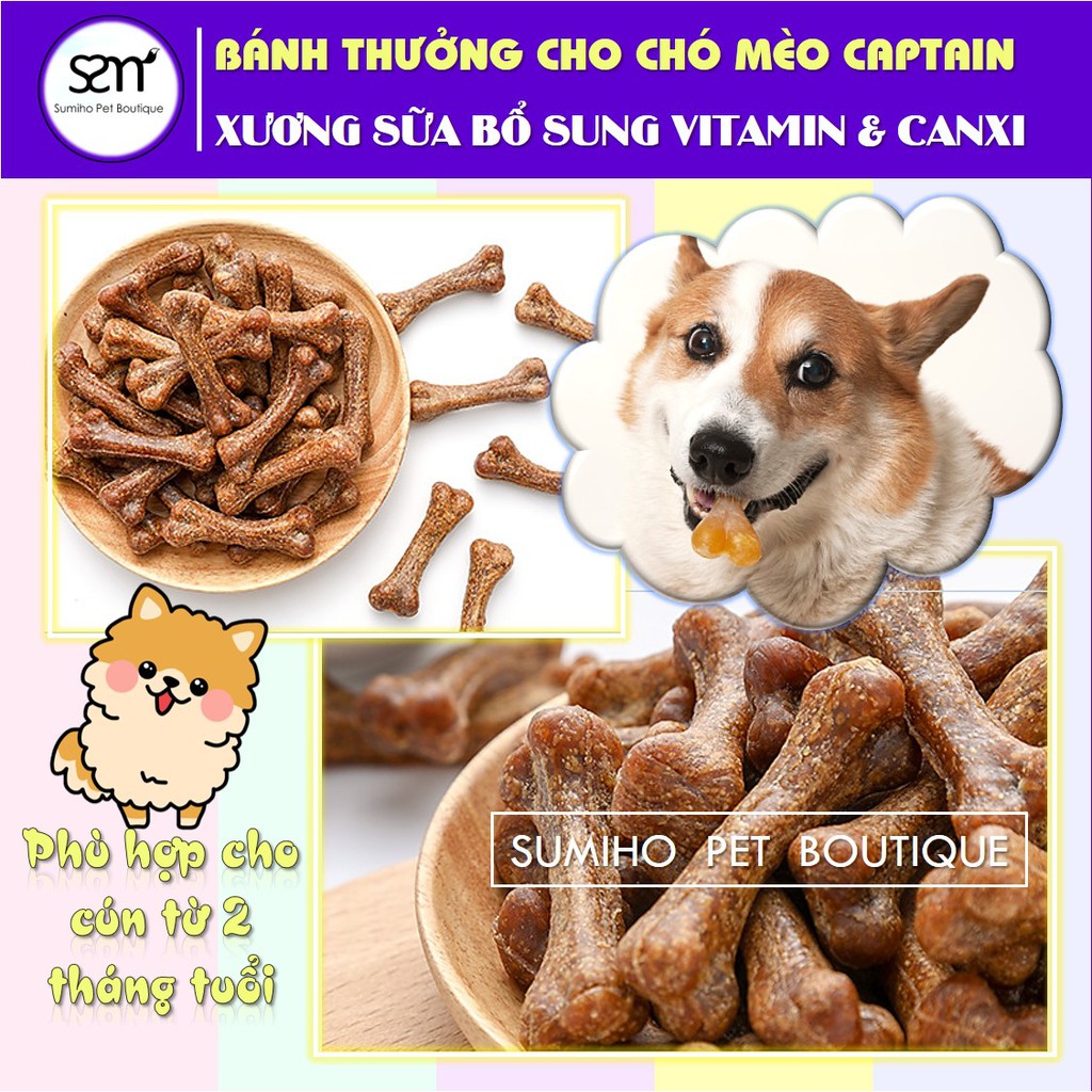 Xương sữa bổ sung canxi cho chó Captain (Túi 300gr/30 cây) bánh thưởng cho chó