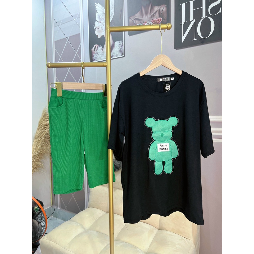 ❤️ BIGSIZE TỚI 85KG❤️ Đồ bộ nữ quần legging thun cotton co giãn hình gấu Set đồ bộ nữ với 2 màu fullsize (43-85kg) B12